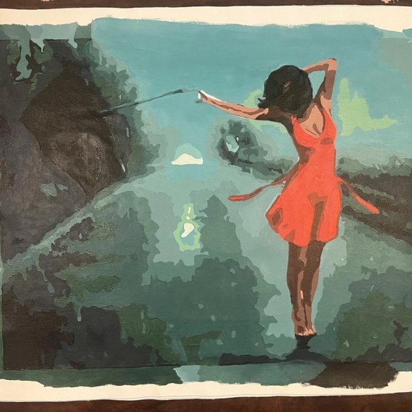 Unframed 16x20 Dancing in the Rain Acrylic Painting 2023 - Picture 2 of 4